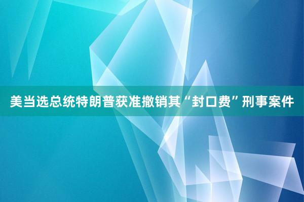 美当选总统特朗普获准撤销其“封口费”刑事案件