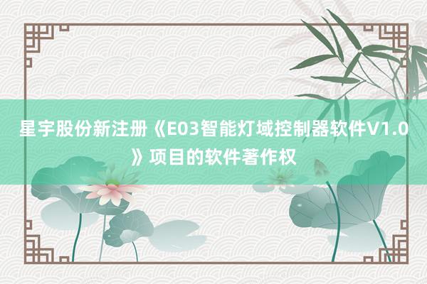 星宇股份新注册《E03智能灯域控制器软件V1.0》项目的软件著作权