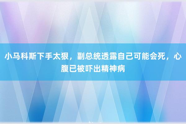 小马科斯下手太狠，副总统透露自己可能会死，心腹已被吓出精神病