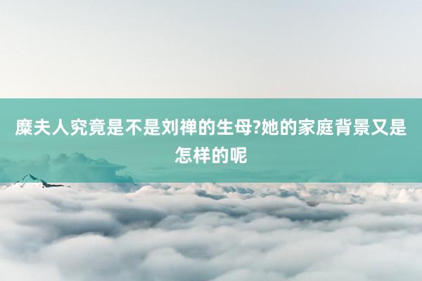 糜夫人究竟是不是刘禅的生母?她的家庭背景又是怎样的呢