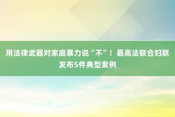 用法律武器对家庭暴力说“不”！最高法联合妇联发布5件典型案例