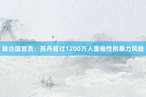 联合国官员：苏丹超过1200万人面临性别暴力风险