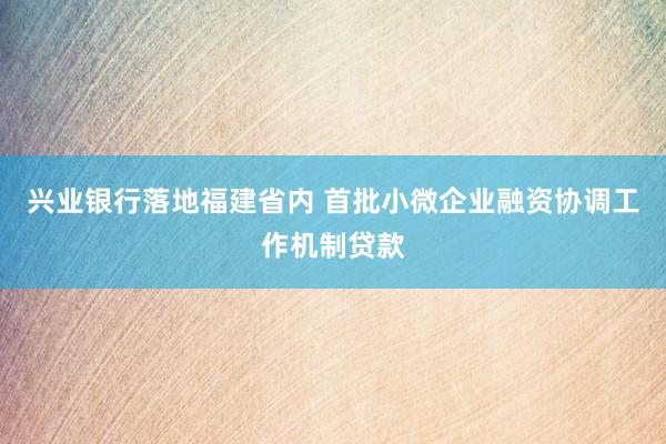 兴业银行落地福建省内 首批小微企业融资协调工作机制贷款