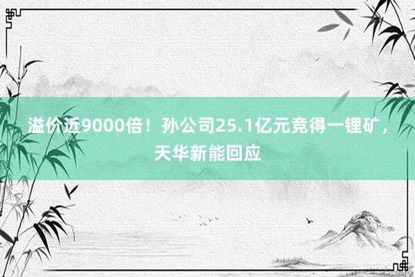 溢价近9000倍！孙公司25.1亿元竞得一锂矿，天华新能回应