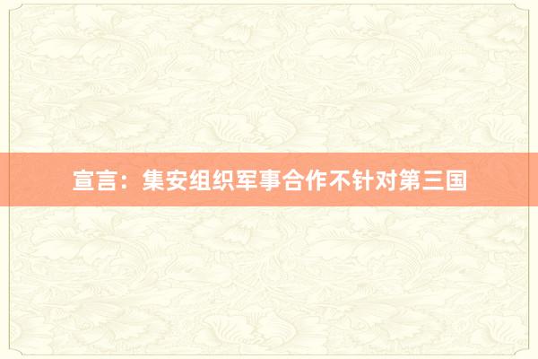 宣言：集安组织军事合作不针对第三国