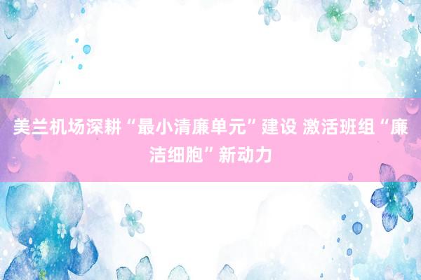 美兰机场深耕“最小清廉单元”建设 激活班组“廉洁细胞”新动力