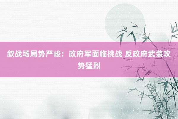 叙战场局势严峻：政府军面临挑战 反政府武装攻势猛烈