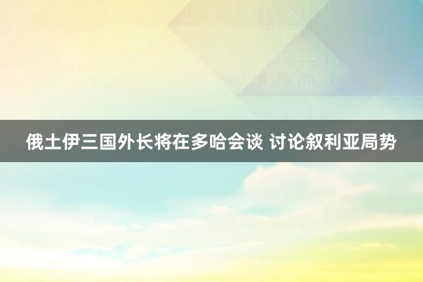 俄土伊三国外长将在多哈会谈 讨论叙利亚局势