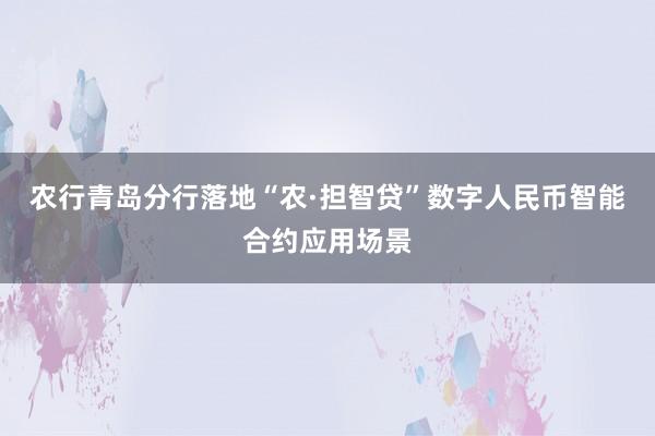 农行青岛分行落地“农·担智贷”数字人民币智能合约应用场景