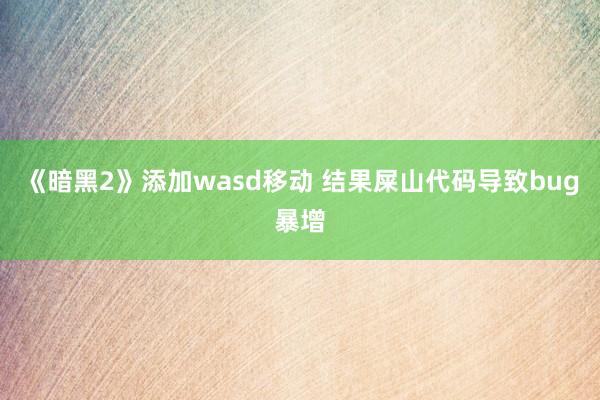 《暗黑2》添加wasd移动 结果屎山代码导致bug暴增