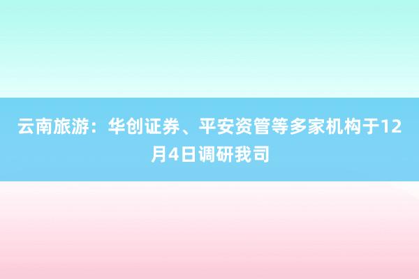 云南旅游：华创证券、平安资管等多家机构于12月4日调研我司