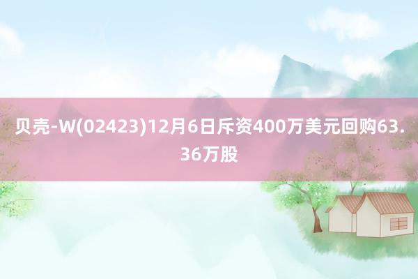 贝壳-W(02423)12月6日斥资400万美元回购63.36万股