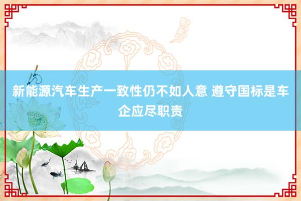 新能源汽车生产一致性仍不如人意 遵守国标是车企应尽职责