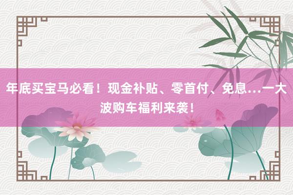 年底买宝马必看！现金补贴、零首付、免息…一大波购车福利来袭！