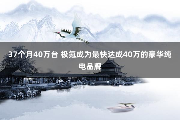 37个月40万台 极氪成为最快达成40万的豪华纯电品牌