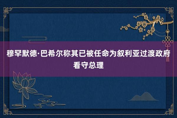 穆罕默德·巴希尔称其已被任命为叙利亚过渡政府看守总理