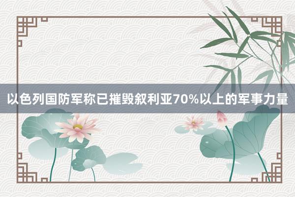 以色列国防军称已摧毁叙利亚70%以上的军事力量