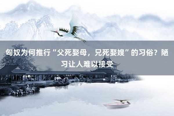 匈奴为何推行“父死娶母，兄死娶嫂”的习俗？陋习让人难以接受