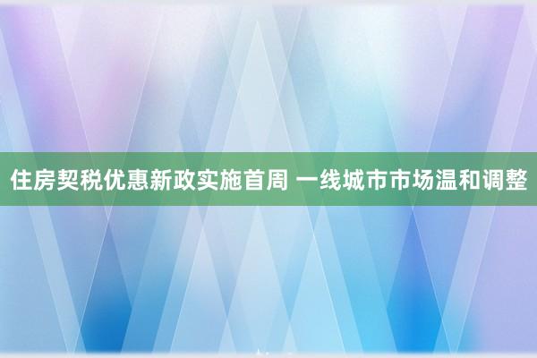 住房契税优惠新政实施首周 一线城市市场温和调整