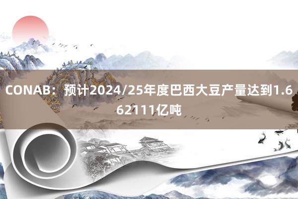 CONAB：预计2024/25年度巴西大豆产量达到1.662111亿吨