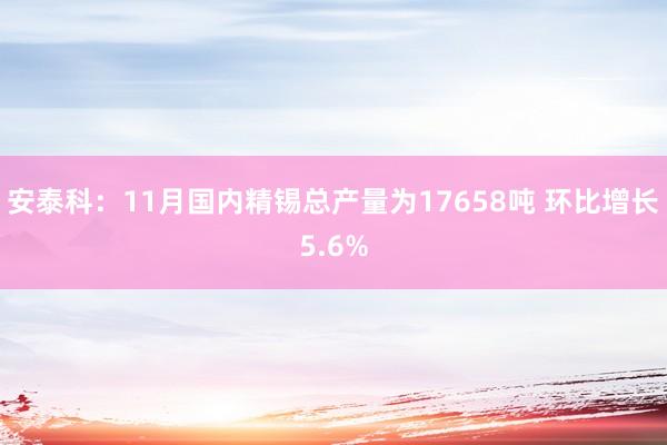 安泰科：11月国内精锡总产量为17658吨 环比增长5.6%