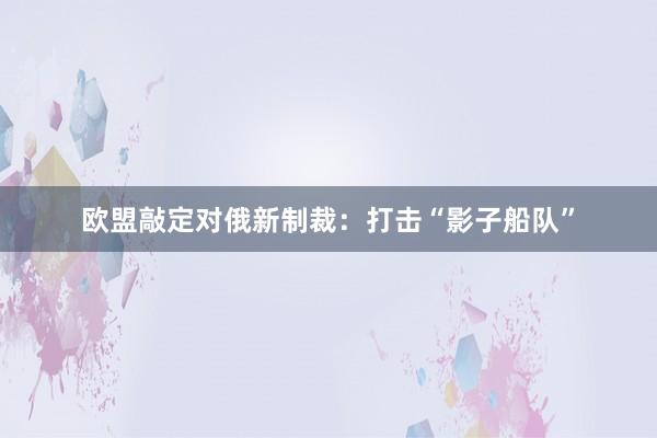 欧盟敲定对俄新制裁：打击“影子船队”