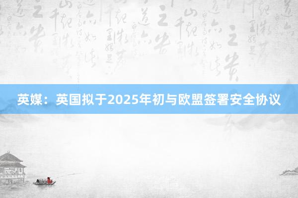 英媒：英国拟于2025年初与欧盟签署安全协议