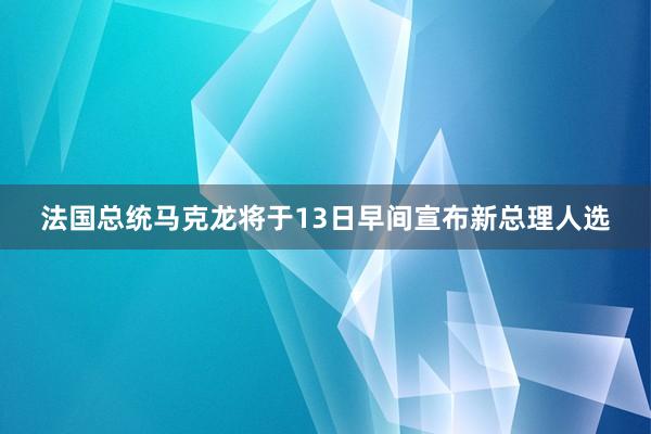 法国总统马克龙将于13日早间宣布新总理人选