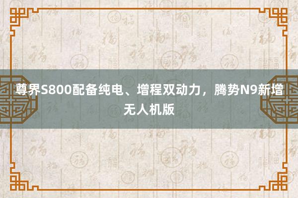 尊界S800配备纯电、增程双动力，腾势N9新增无人机版