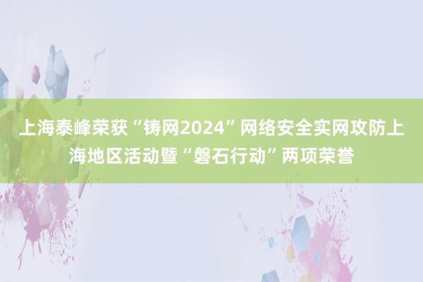 上海泰峰荣获“铸网2024”网络安全实网攻防上海地区活动暨“磐石行动”两项荣誉