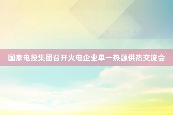 国家电投集团召开火电企业单一热源供热交流会