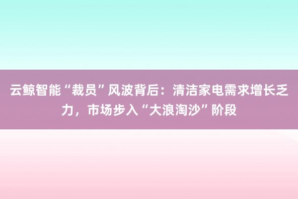 云鲸智能“裁员”风波背后：清洁家电需求增长乏力，市场步入“大浪淘沙”阶段