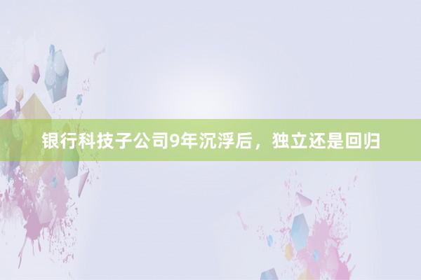 银行科技子公司9年沉浮后，独立还是回归