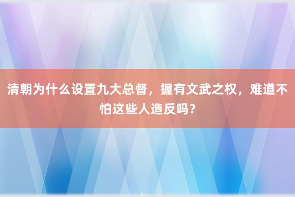 清朝为什么设置九大总督，握有文武之权，难道不怕这些人造反吗？