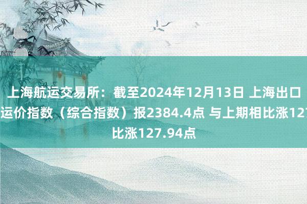 上海航运交易所：截至2024年12月13日 上海出口集装箱运价指数（综合指数）报2384.4点 与上期相比涨127.94点