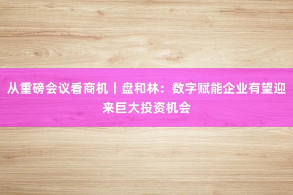 从重磅会议看商机丨盘和林：数字赋能企业有望迎来巨大投资机会