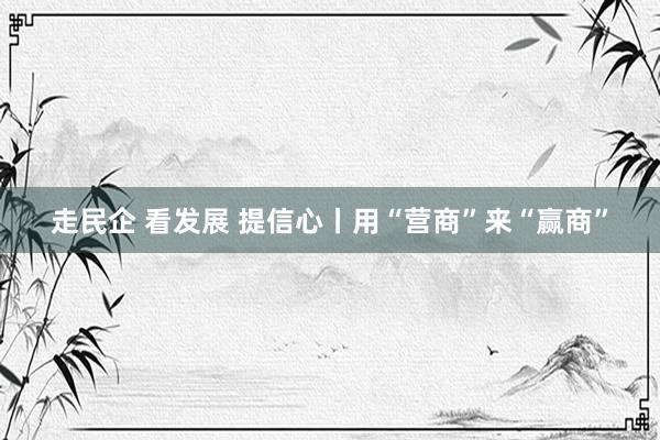 走民企 看发展 提信心丨用“营商”来“赢商”