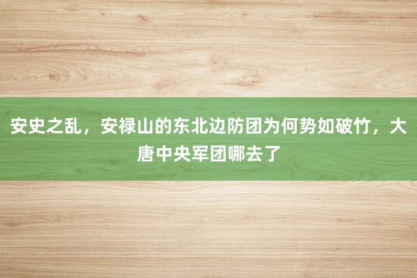 安史之乱，安禄山的东北边防团为何势如破竹，大唐中央军团哪去了