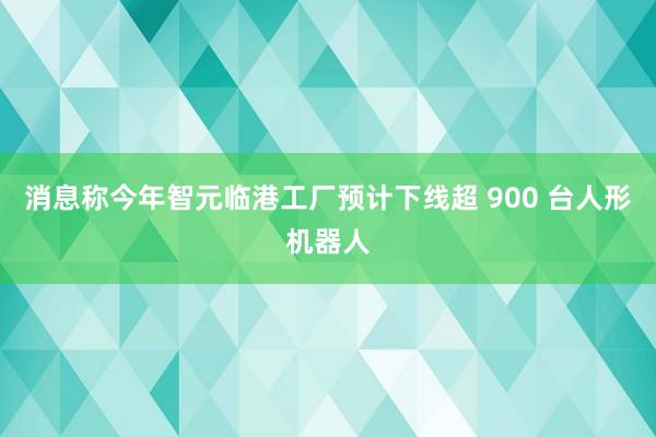 消息称今年智元临港工厂预计下线超 900 台人形机器人