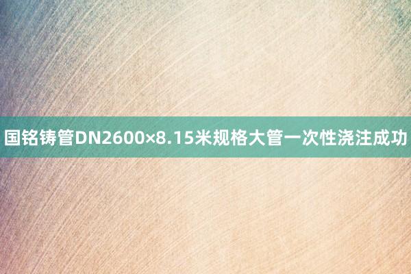 国铭铸管DN2600×8.15米规格大管一次性浇注成功