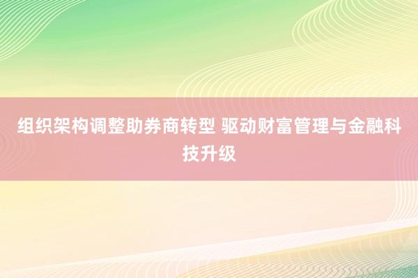 组织架构调整助券商转型 驱动财富管理与金融科技升级