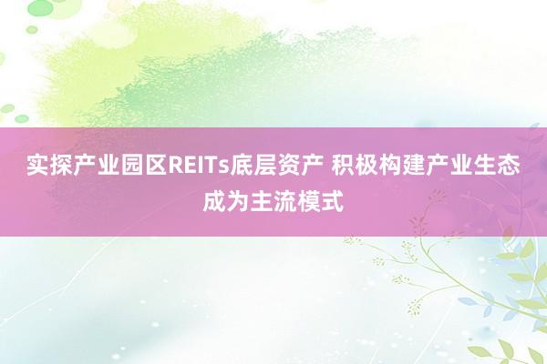 实探产业园区REITs底层资产 积极构建产业生态成为主流模式