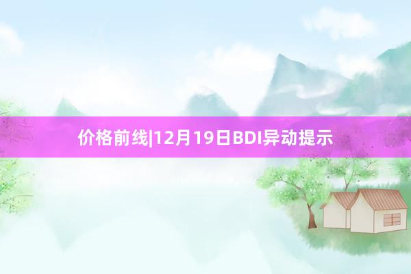 价格前线|12月19日BDI异动提示