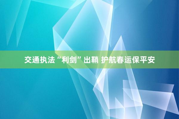 交通执法“利剑”出鞘 护航春运保平安