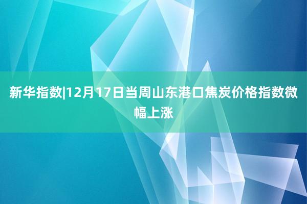 新华指数|12月17日当周山东港口焦炭价格指数微幅上涨